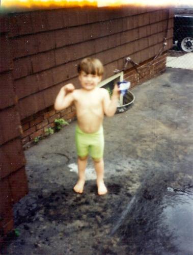 Kyle in his favorite green stretch shorts