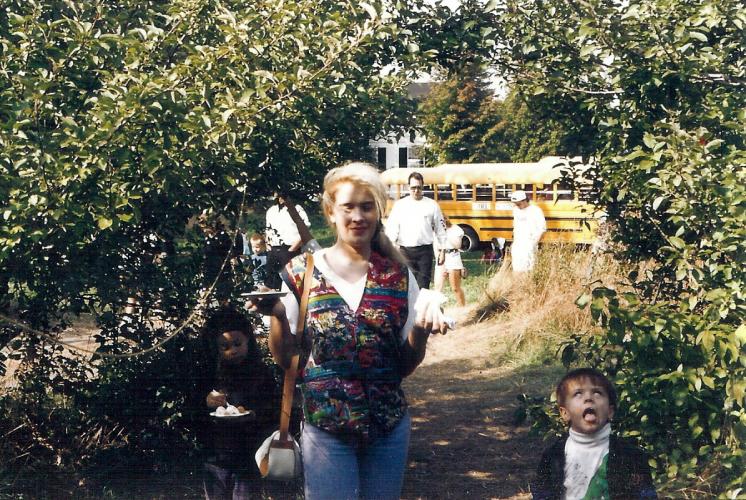 Aunt Colleen and Kyle apple picking